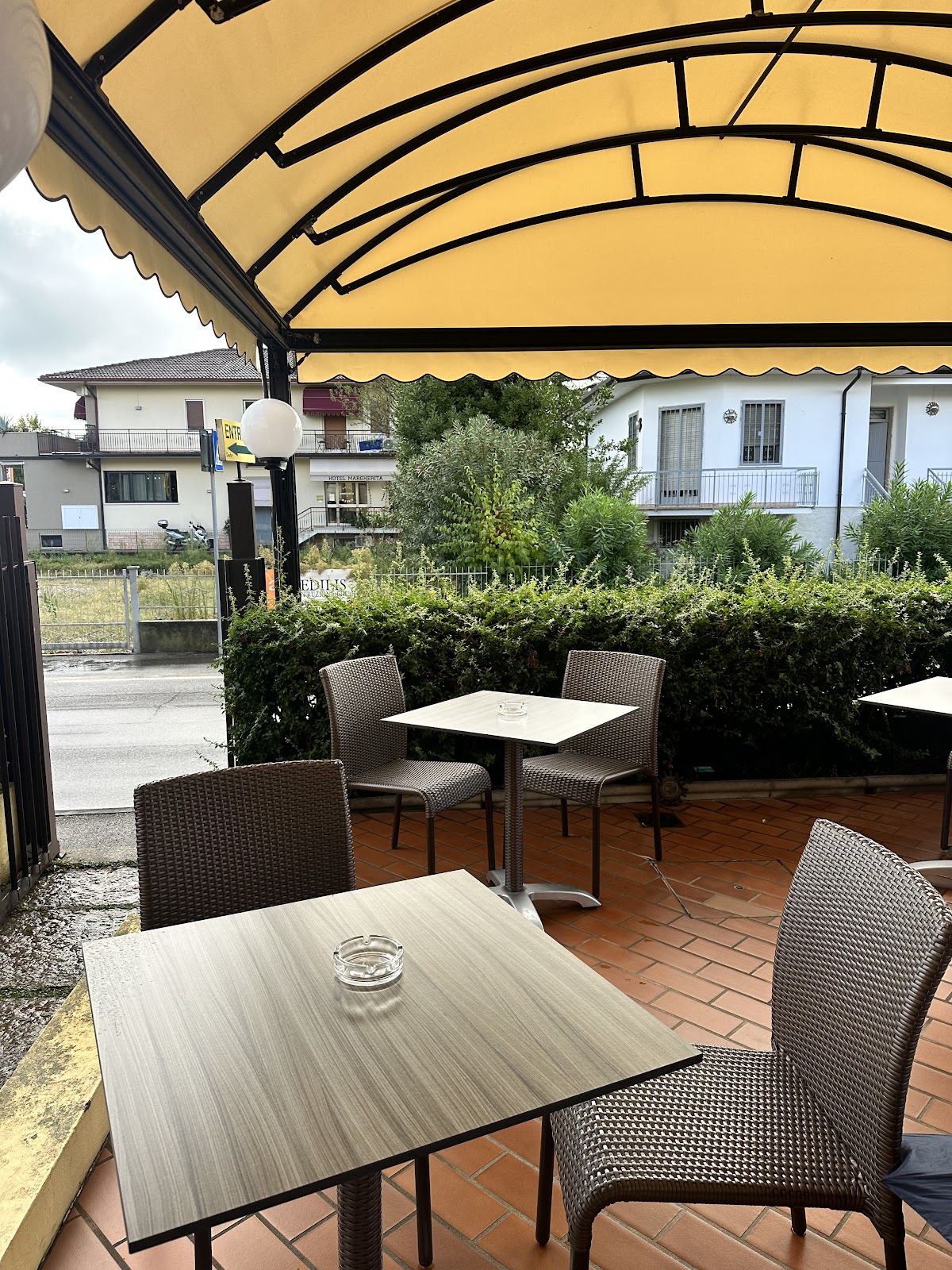 Tables under the veranda